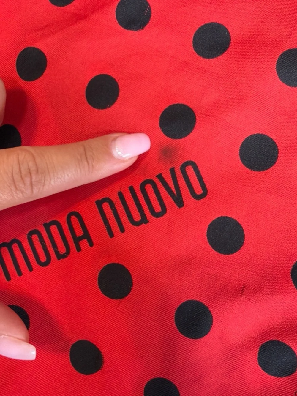 Moda Nuovo Red & Black Polka Dot Scarf 35”x 35”